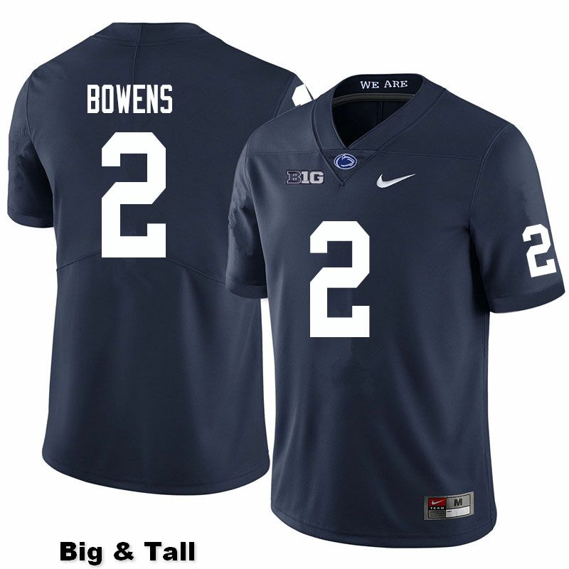 NCAA Nike Men's Penn State Nittany Lions Micah Bowens #2 College Football Authentic Big & Tall Navy Stitched Jersey HUC1598WT